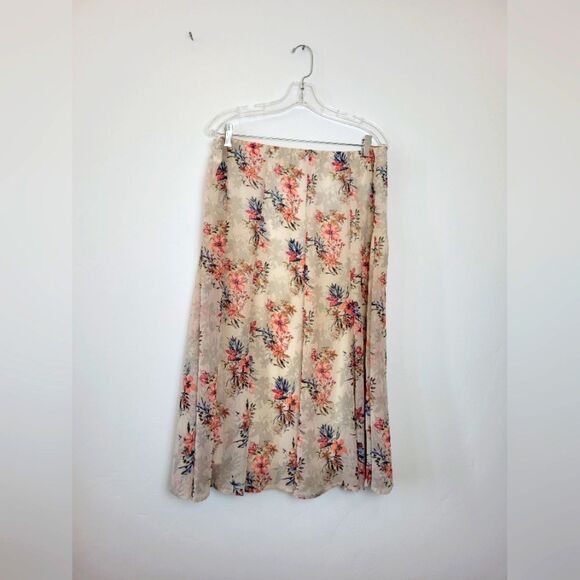 Christopher & Banks Floral Midi Skirt Fairy Cottagecore Pixie Flounce Y2K Large - Picture 1 of 6